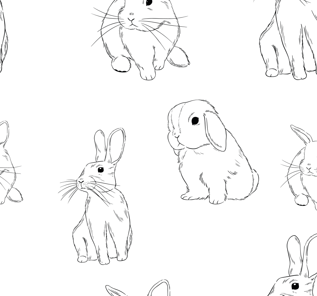 White bunnies white  vinyl rug - TenStickers