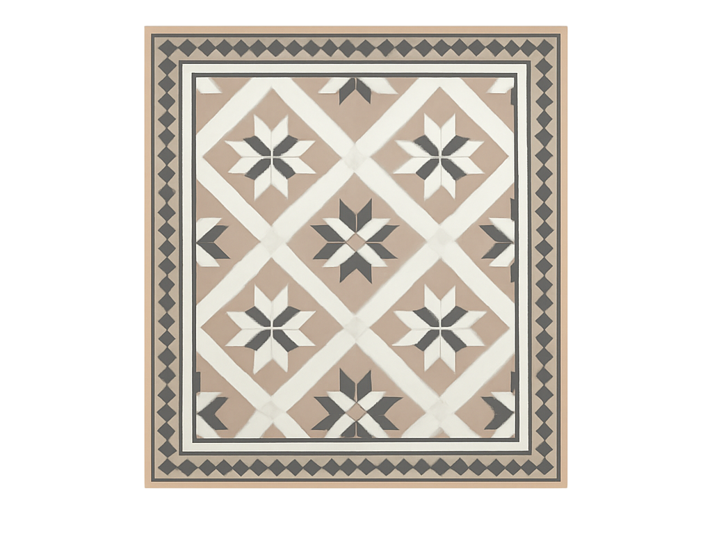 Beige Moroccan style tile vinyl rug - TenStickers