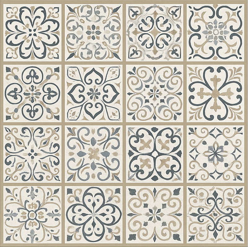 Neutral Tiled Pattern dining room vinyl rug - TenStickers