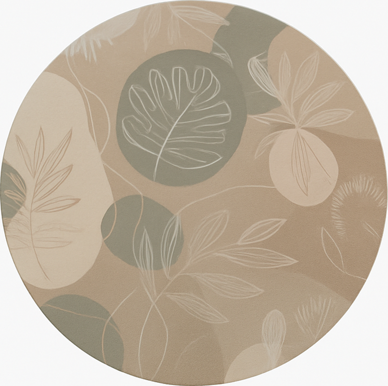 Neutral Botanical Abstract dining room vinyl rug - TenStickers