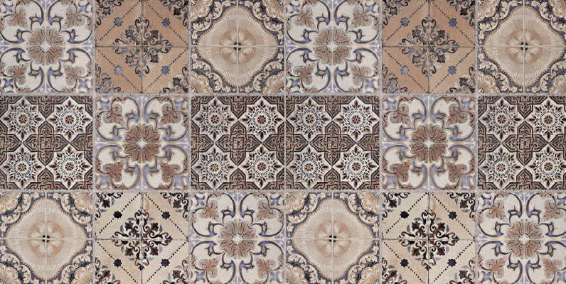 Rust Baroni Kitchen tile vinyl rug - TenStickers