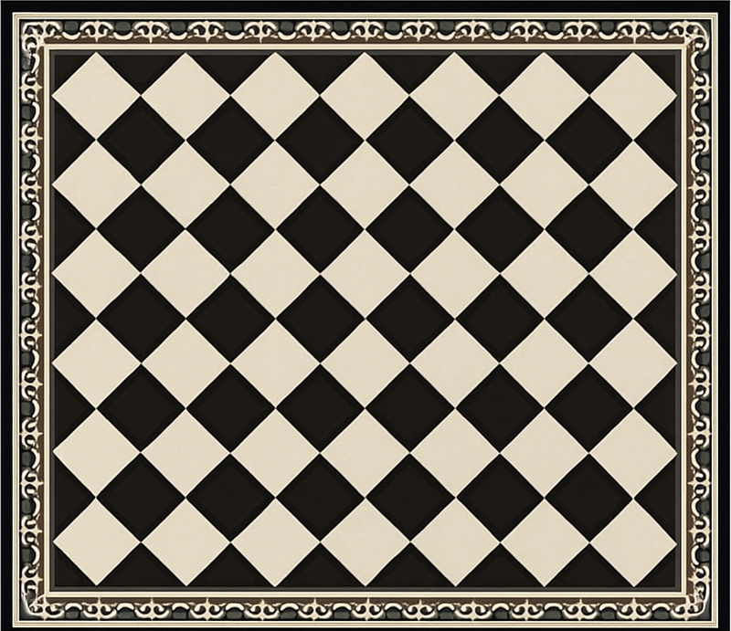 Living room vinyl rug black checkerboard pattern - TenStickers