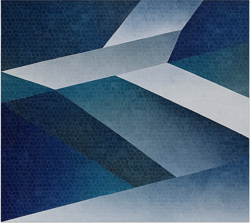 Living room vinyl rug blue shards pattern mat - TenStickers