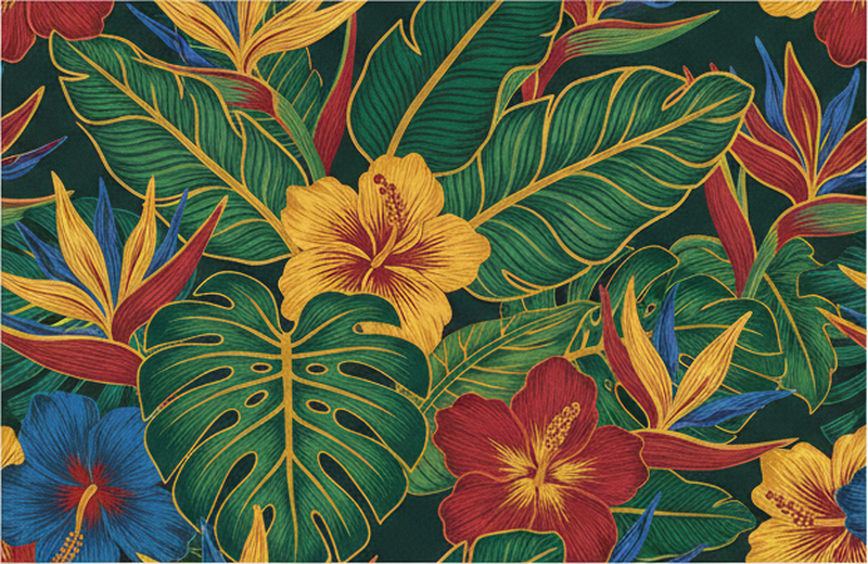 Living room vinyl rug with exotic plant design - TenStickers