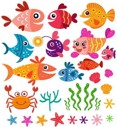 Animal vinyl rug for kids featuring fishes - TenStickers