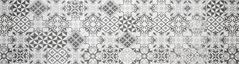Kitchen vinyl rug with intricate greyscale mosaic - TenStickers