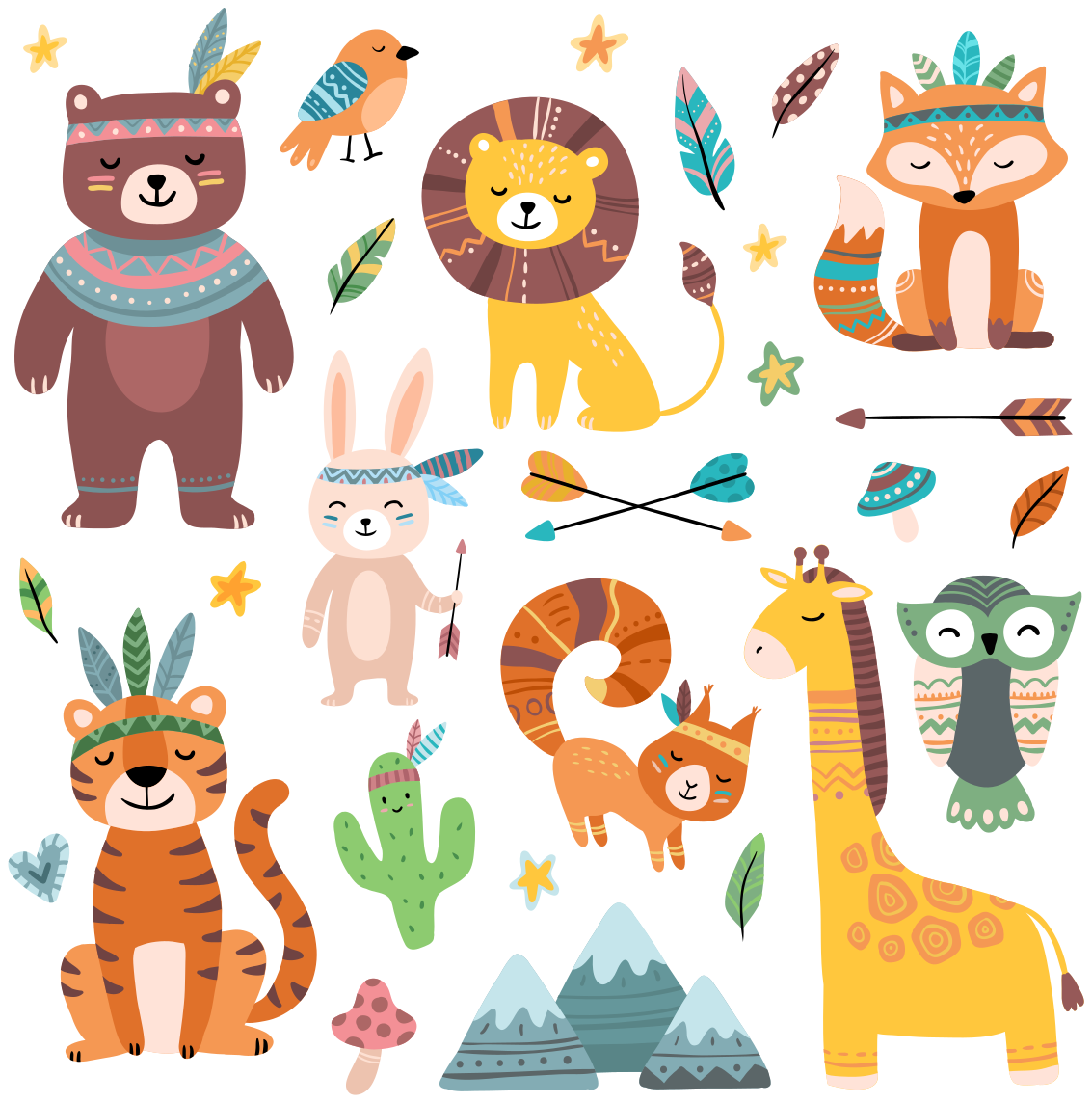 Baby wild animals animal vinyl rug - TenStickers