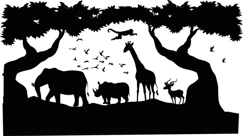 Animal vinyl rug black and white savannah print - TenStickers