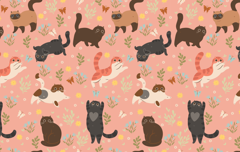 Animal vinyl rug with seamless cat design - TenStickers