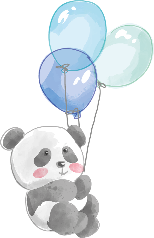 Animal vinyl rug baby band holding three balloons - TenStickers