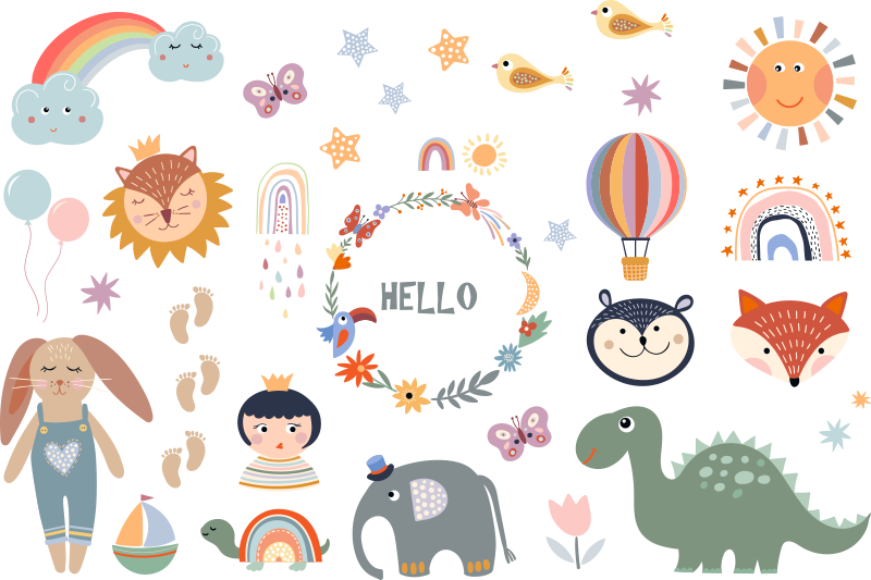 Animal vinyl rug kids floral design - TenStickers