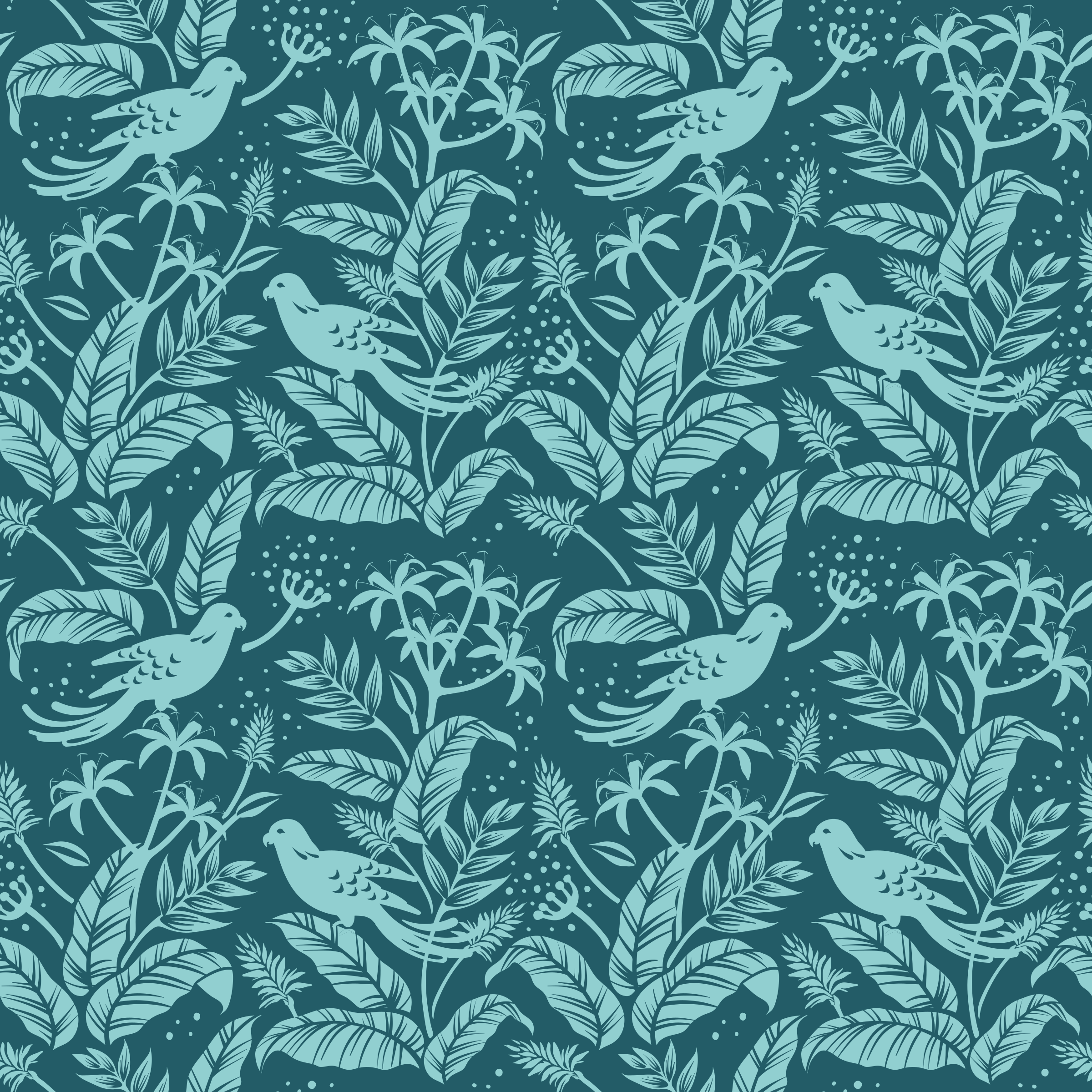 Animal vinyl rug with turquoise flying birds - TenStickers