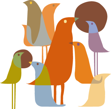 Animal vinyl rug with minimalist birds design - TenStickers