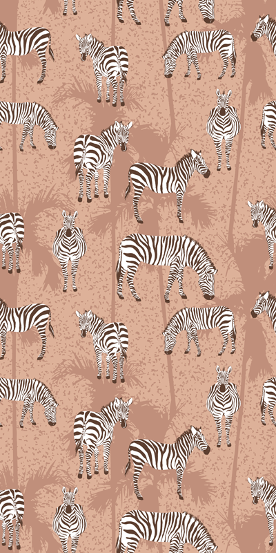 Zebra and palms brown animal vinyl rug - TenStickers