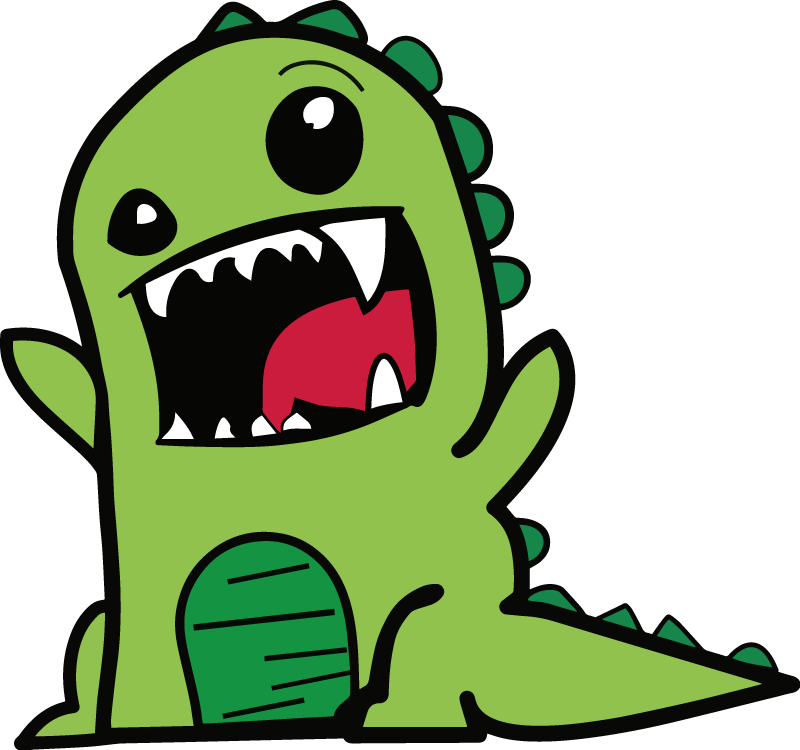Green dinosaur doodle scary animal vinyl rug - TenStickers