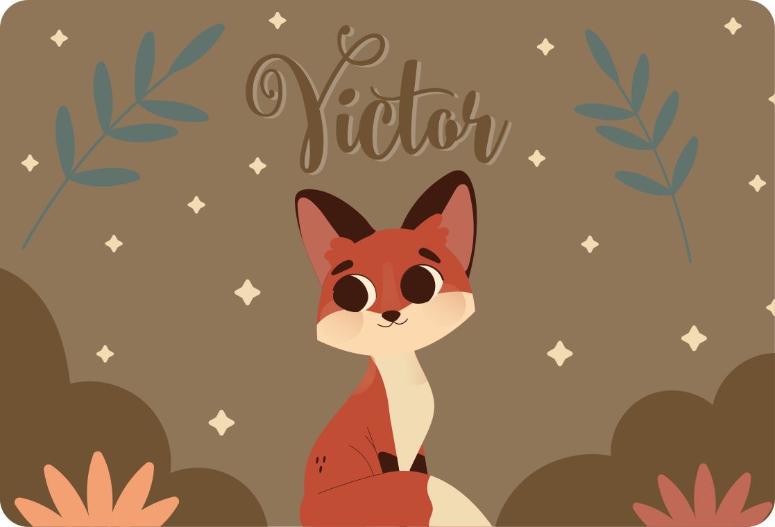 Cute fox rug for boys with name animal vinyl rug - TenStickers