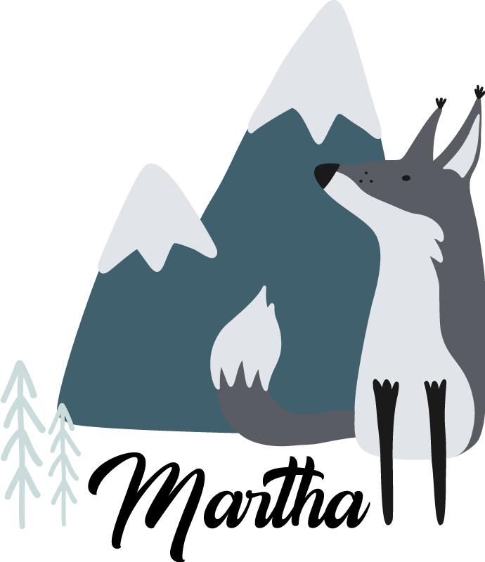 Animal vinyl rug nordic snow fox personalized - TenStickers