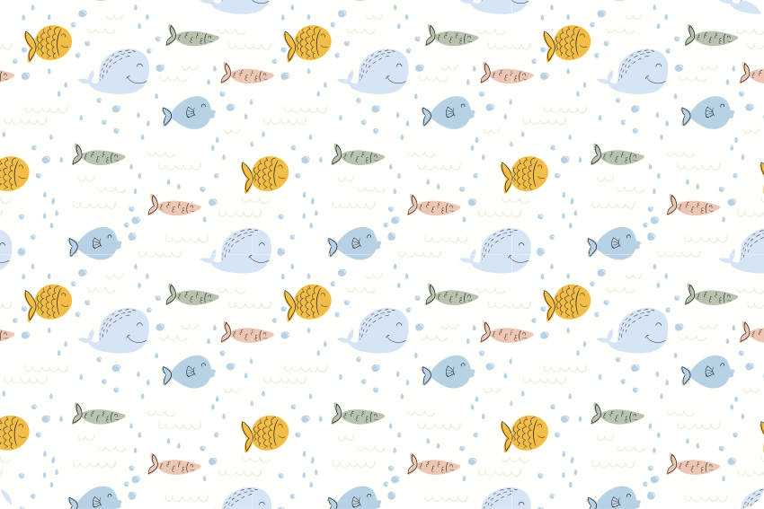 Animal vinyl rug with cartoon multicolor fish - TenStickers