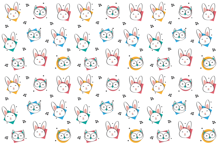 Animal vinyl rug with owl and rabbit pattern - TenStickers