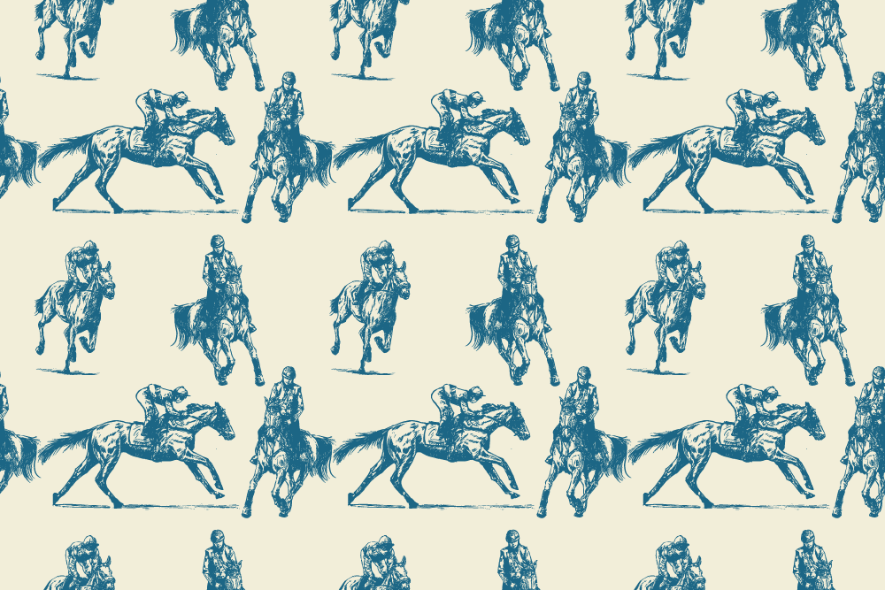 Animal vinyl rug blue and beige horse pattern - TenStickers