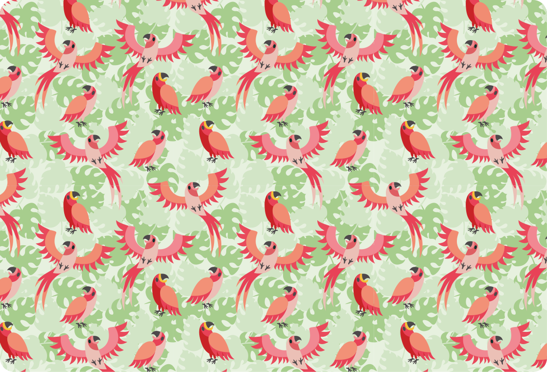 Red birds on green leaves animal vinyl rug - TenStickers
