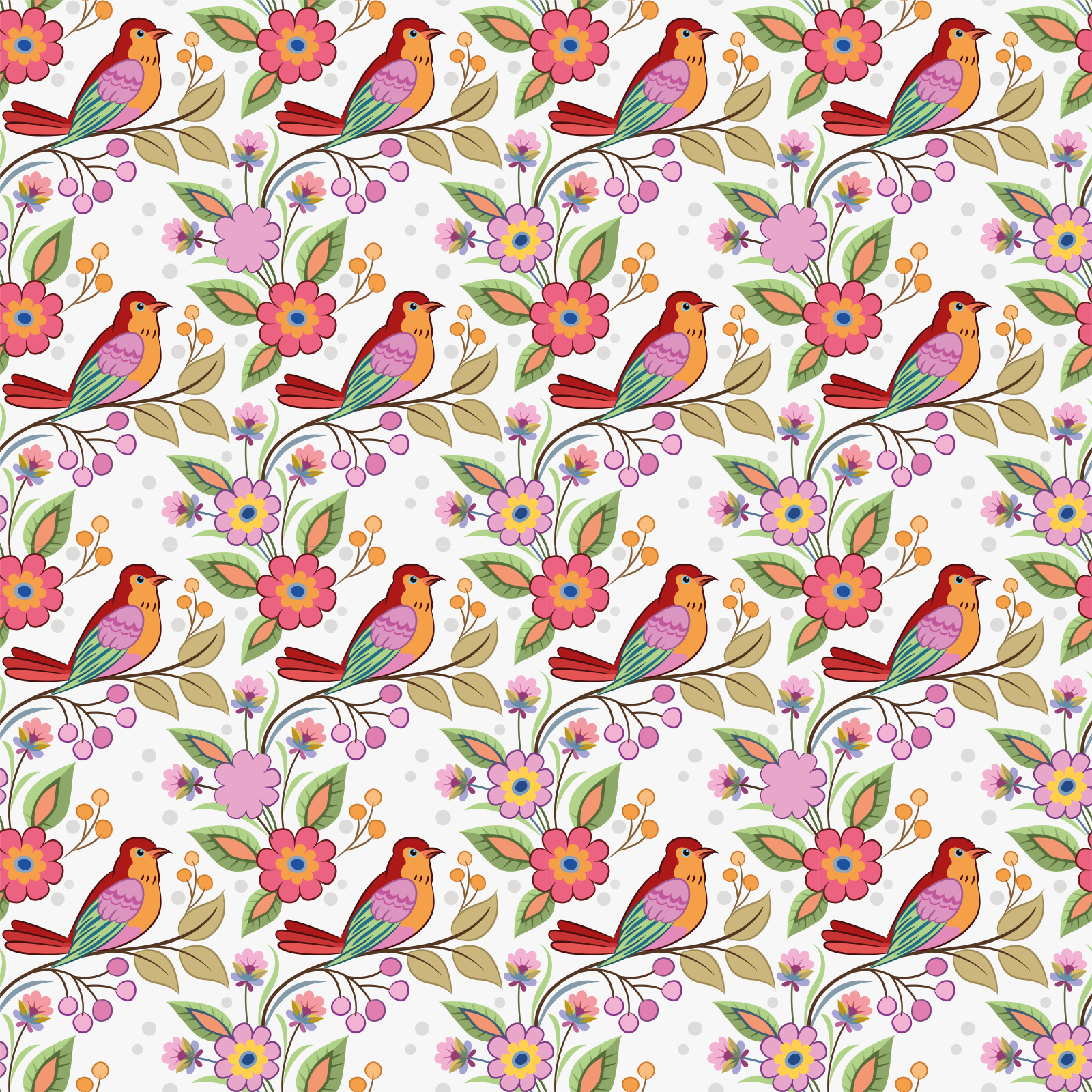Animal vinyl rug with red and orange bird on green tree - TenStickers