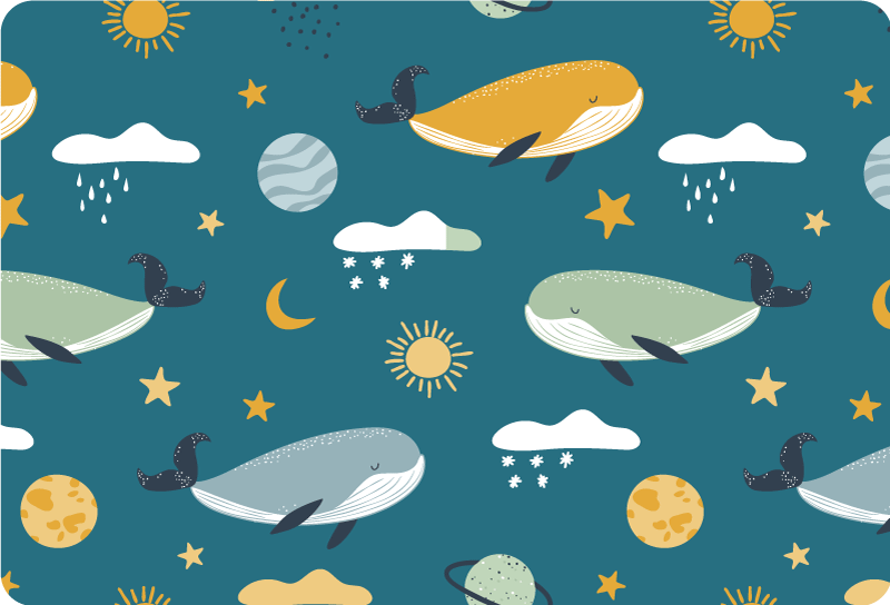 Trendy whale pattern animal vinyl rug - TenStickers