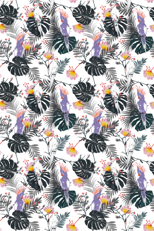 Animal vinyl rug with red and purple parrots - TenStickers