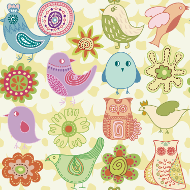 Animal vinyl rug with colorful bird designs - TenStickers