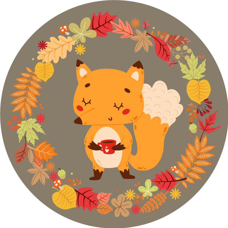 Animal vinyl rug charming fox sculpture - TenStickers