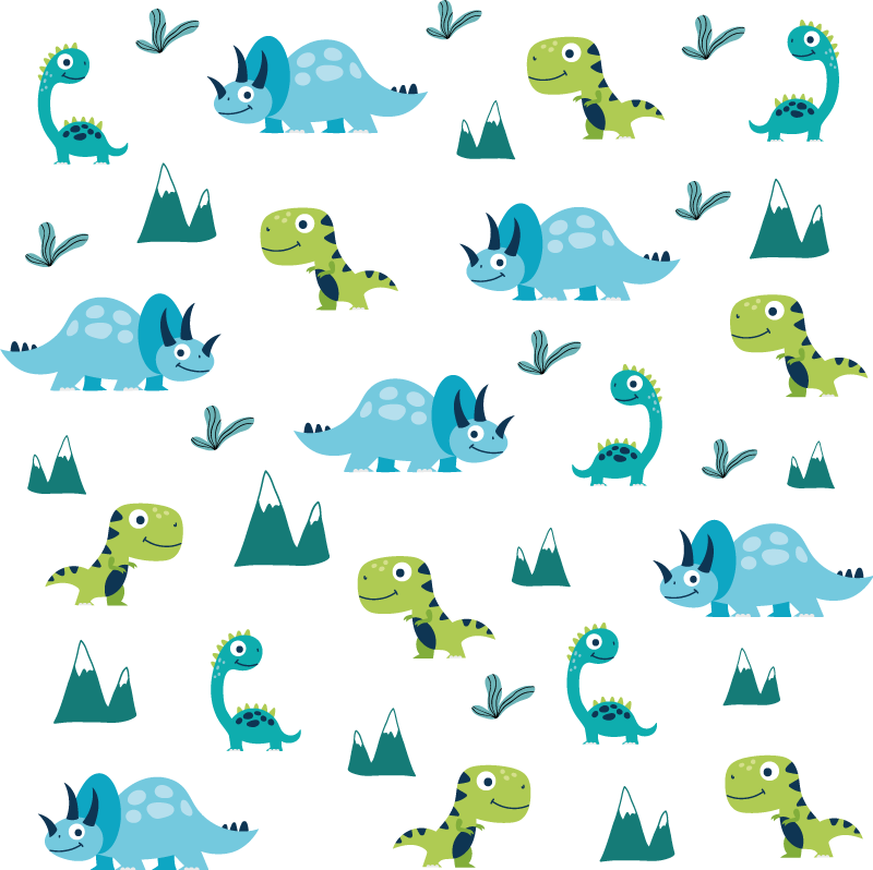 Playful dino patterns animal vinyl rug - TenStickers