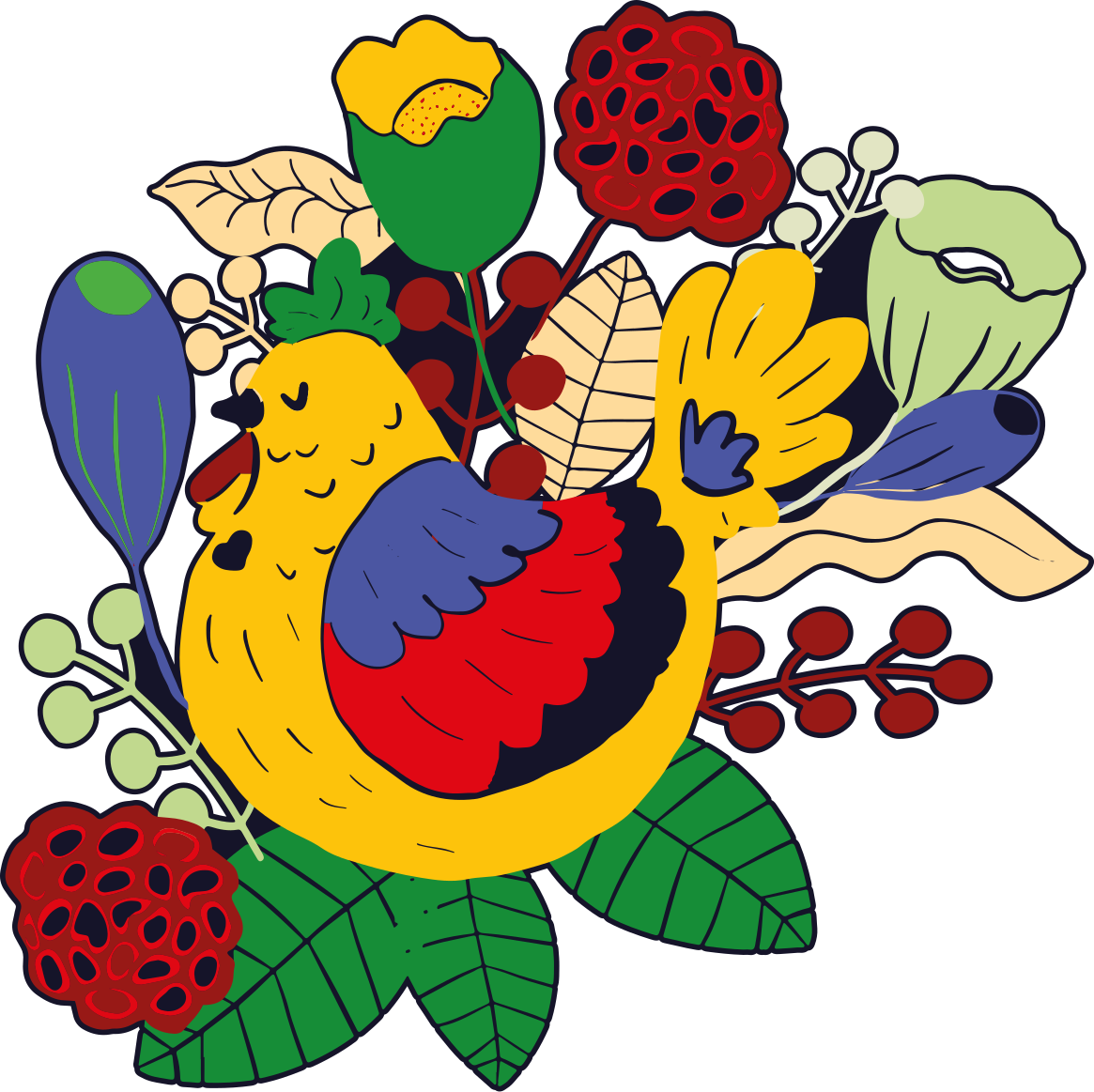 Animal vinyl rug colorful bird floral pattern - TenStickers