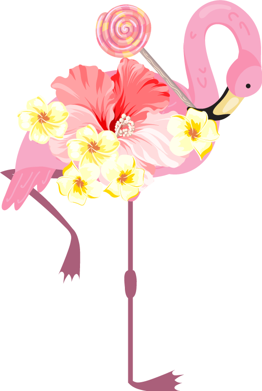 Animal vinyl rug flamingo floral design - TenStickers