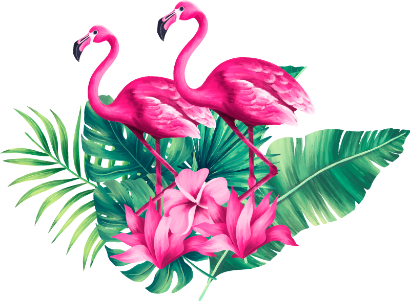 Flamingos and foliage animal vinyl rug - TenStickers