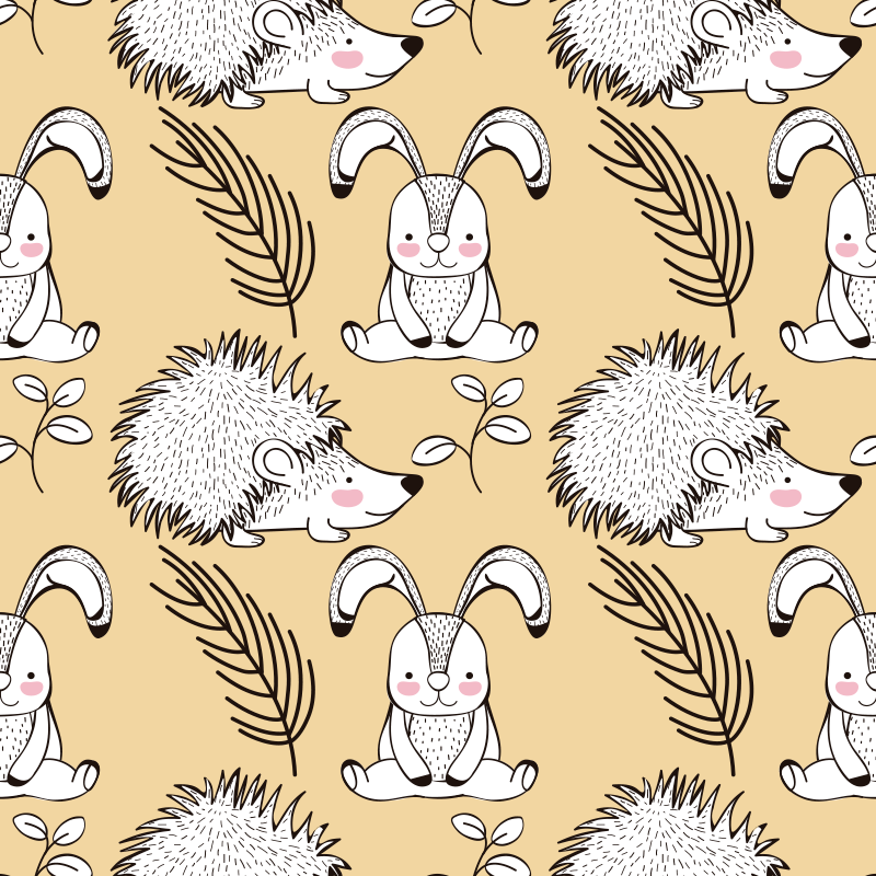 Cute animal patterns animal vinyl rug - TenStickers