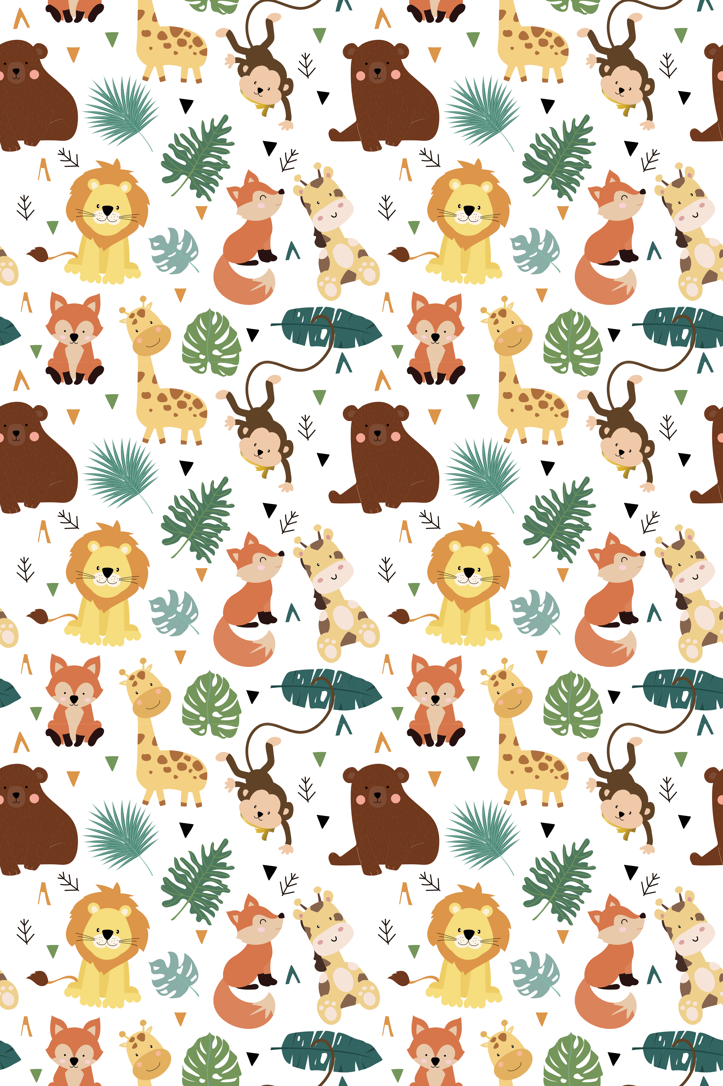 Animal vinyl rug featuring adorable wildlife and foliage - TenStickers