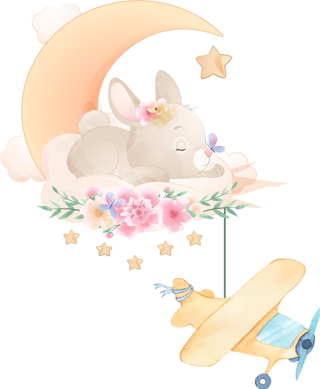 Animal vinyl rug of a bunny sleeping on the moon - TenStickers