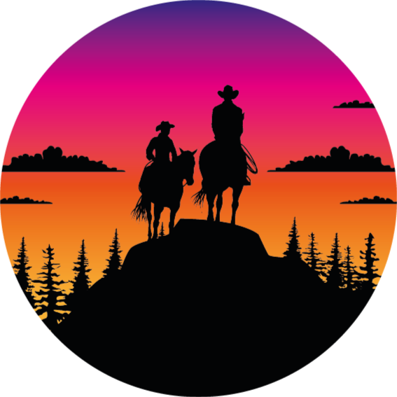 Animal vinyl rug with wild west mountains and horses - TenStickers