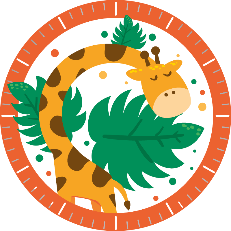 Animal vinyl rug with giraffe clock for kids - TenStickers