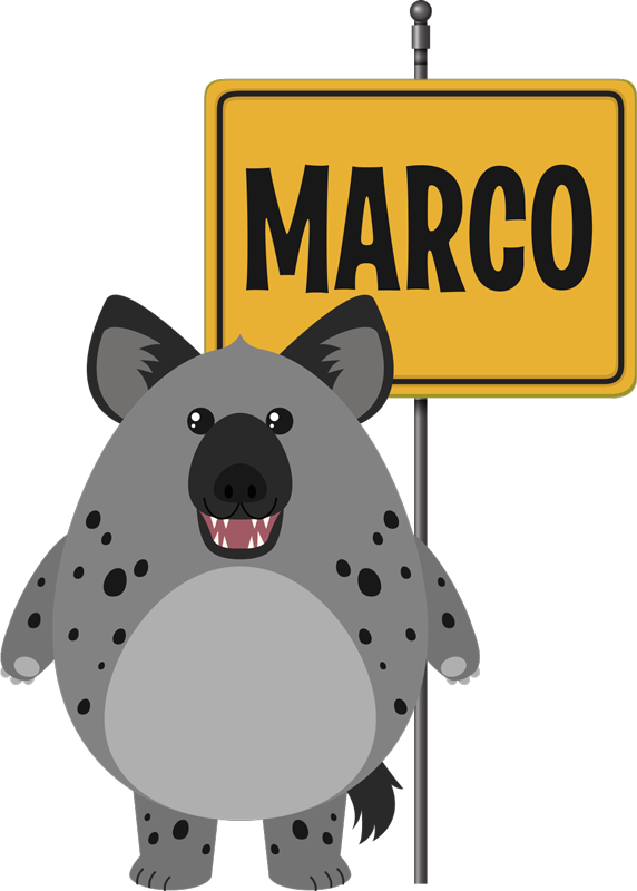 Animal vinyl rug wild hyena with name - TenStickers