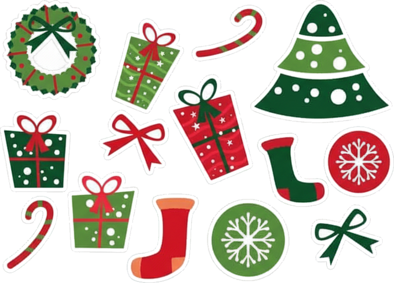 Christmas vinyl rug with classic holiday motifs - TenStickers