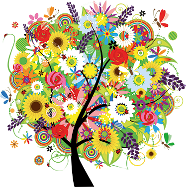 Floral vinyl rug summer tree design - TenStickers