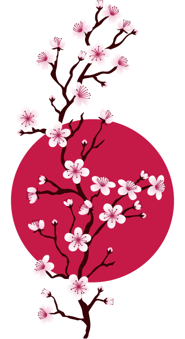 Floral vinyl rug branches of japanese cherry tree - TenStickers