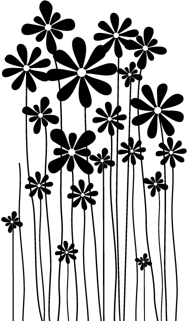 Floral vinyl rug with large black flowers - TenStickers