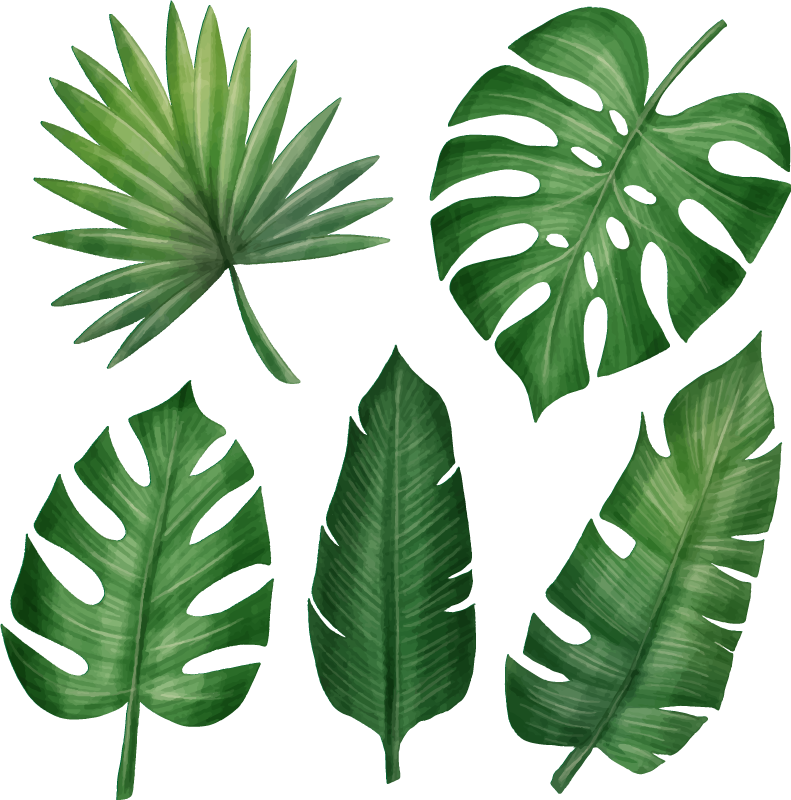 Floral vinyl rug with realistic tropical leaves - TenStickers