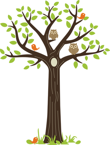 Floral vinyl rug with owls and trees - TenStickers