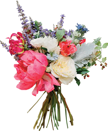 Floral vinyl rug in geometric bouquet design - TenStickers