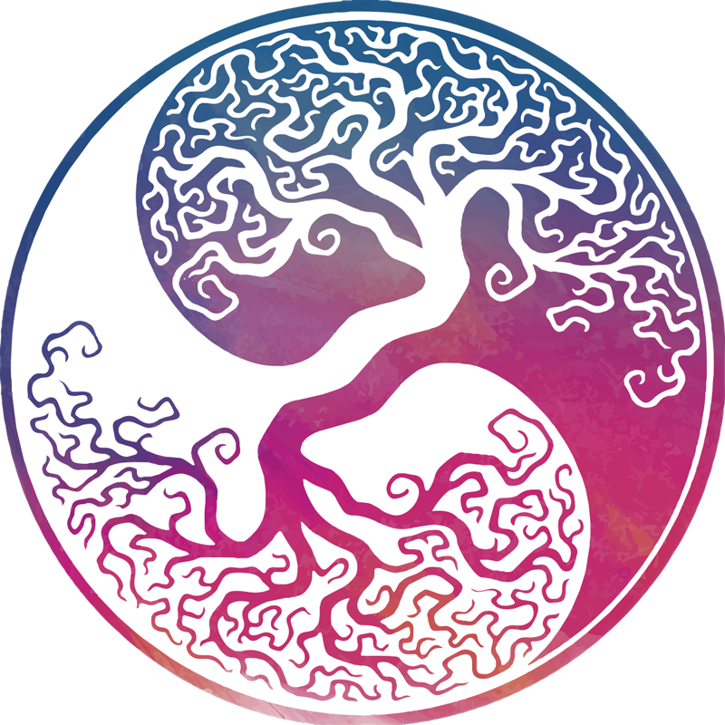 Floral vinyl rug with yin yang tree of life - TenStickers