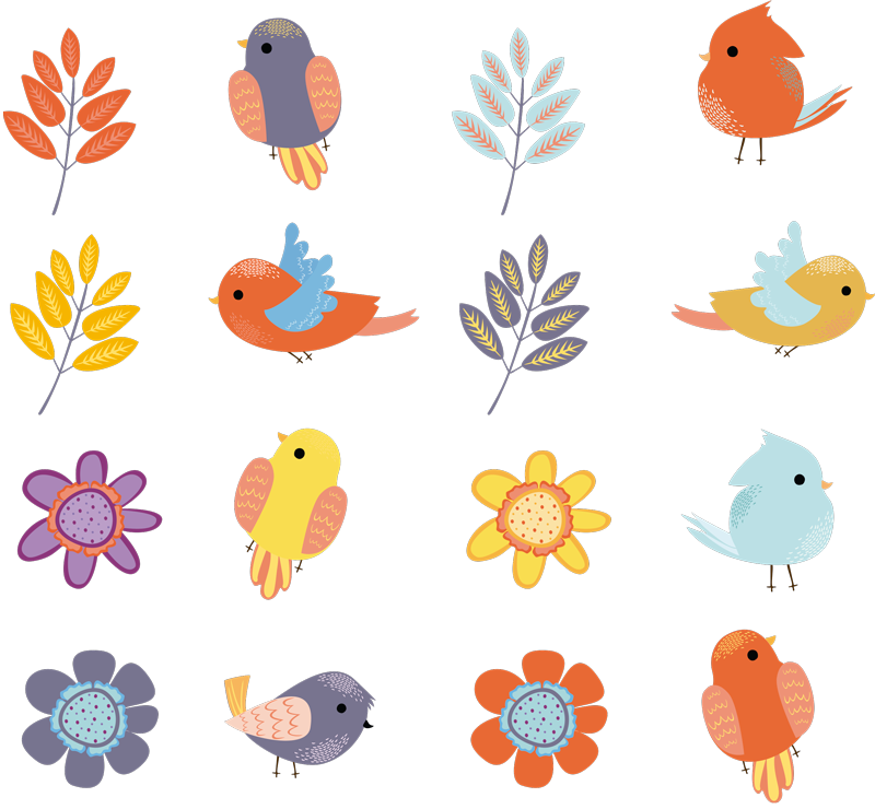 Floral vinyl rug spring bird set - TenStickers