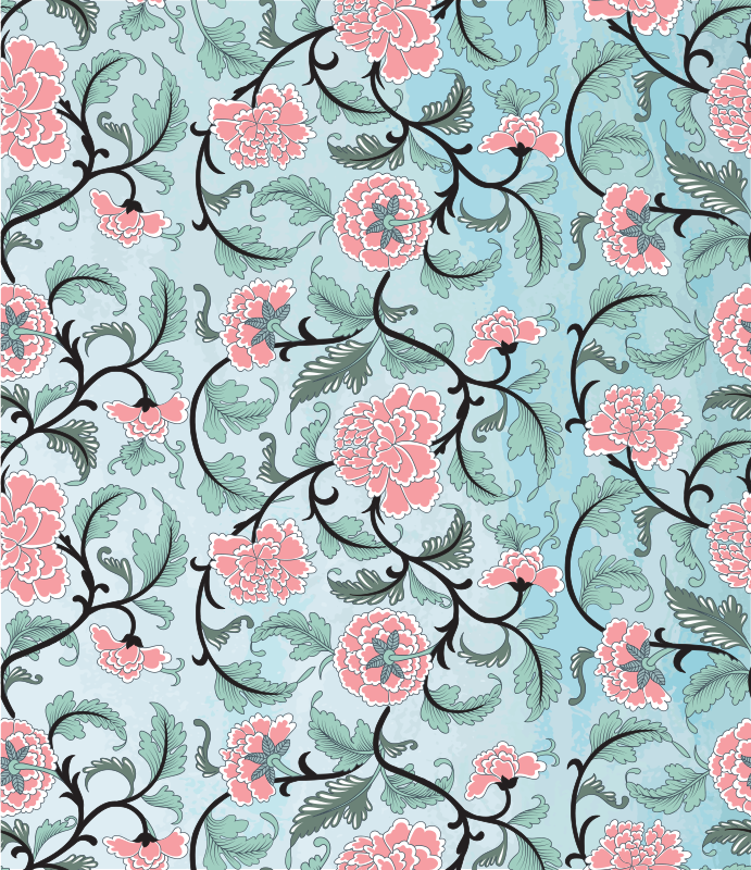 Floral vinyl rug with japanese flower design - TenStickers